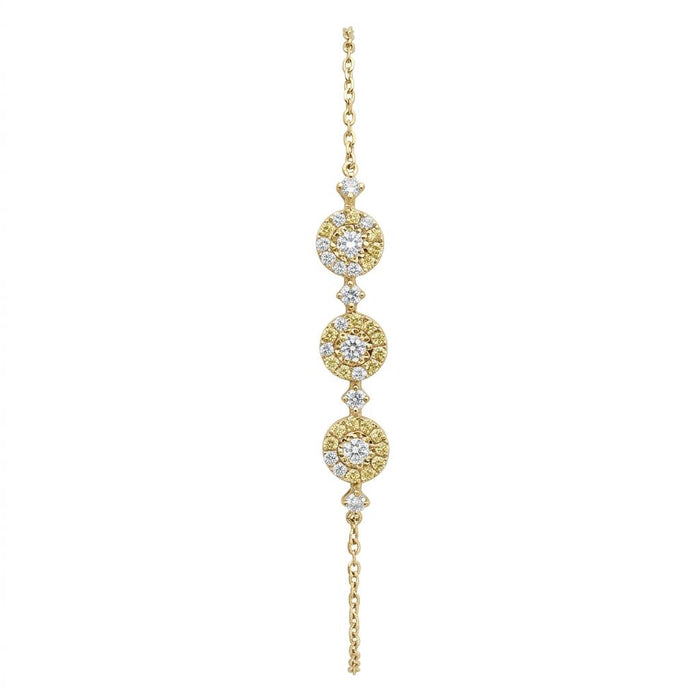18K Gold Triple Diamond Halo Station Bracelet – 2.92g