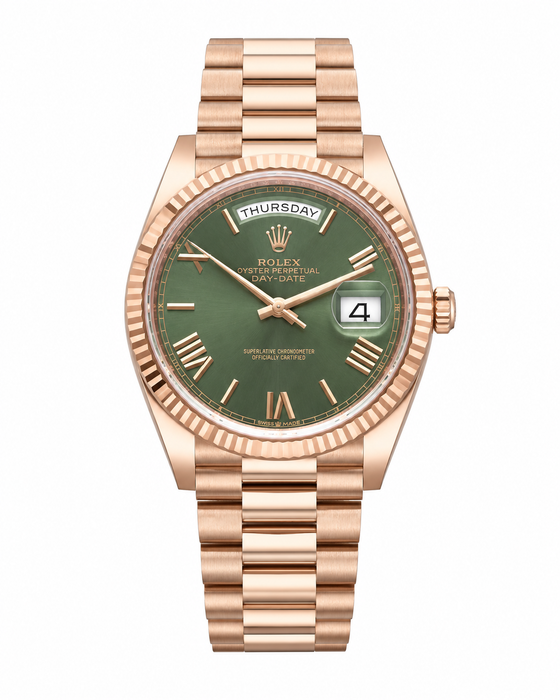 Rolex Day-Date 40 Olive Green Dial Everose Gold Automatic Watch (2018) – Full Set