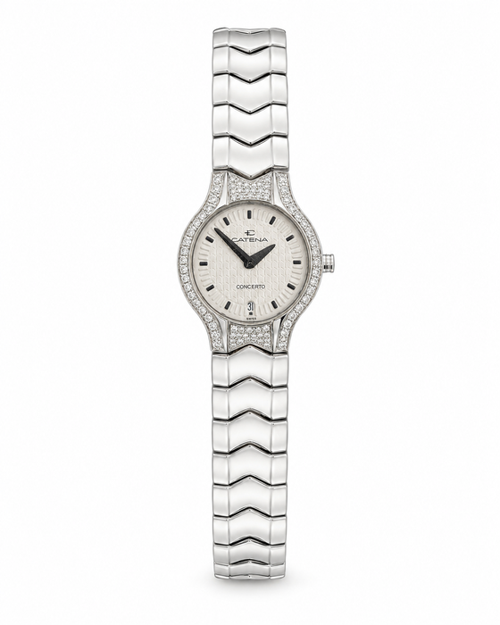 Catena Concerto Diamond Bezel White Dial Swiss Ladies Watch
