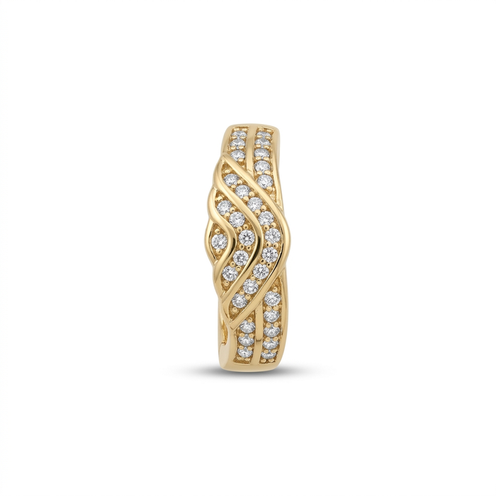 18K Gold Diamond Pavé Hoop Earrings – 4.78g