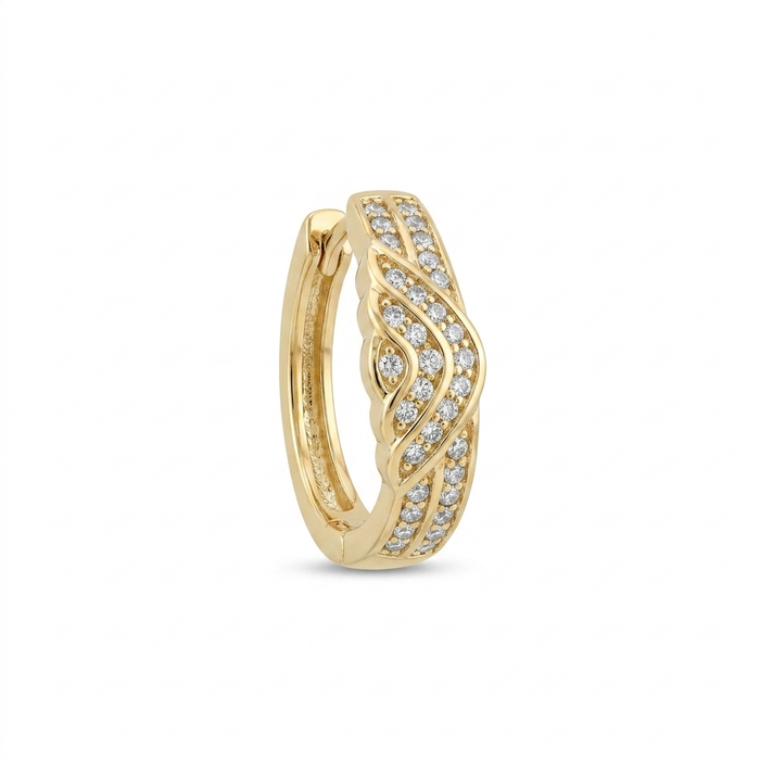 18K Gold Diamond Pavé Hoop Earrings – 4.78g