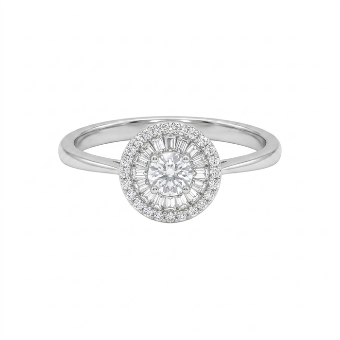18K White Gold Diamond Halo Ring – 1.97g