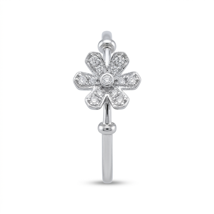 18K White Gold Floral Diamond Ring – 2.76g
