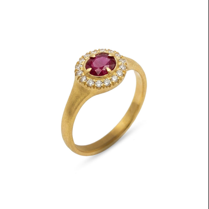 18K Gold Emerald Halo Ring with Diamond Accents – 3.12g