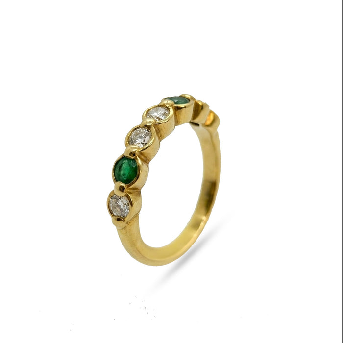 18K Gold Emerald & Diamond Accent Ring – 2.56g