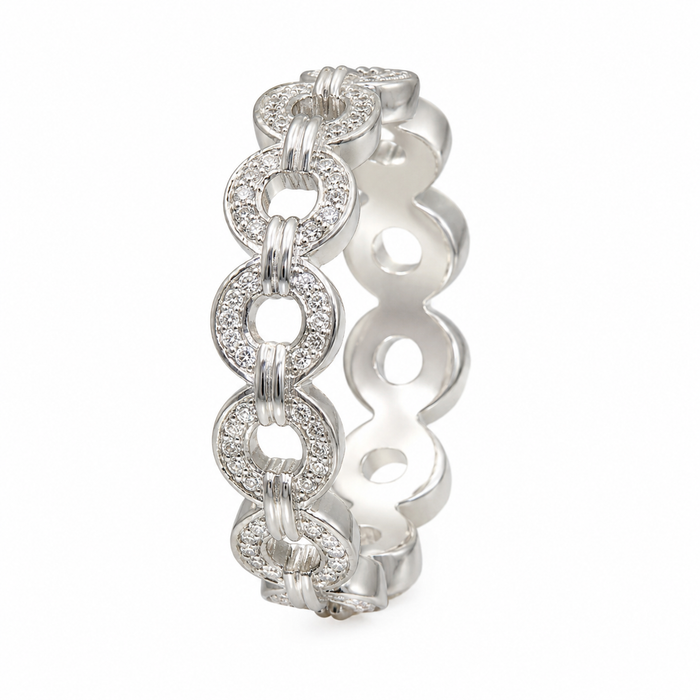 18K White Gold Diamond Link Ring – 5.01g